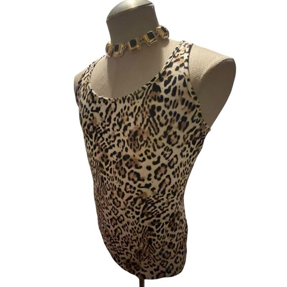 Chico's Women's Top Sz 0 US Small Animal Print Scoop Neck Sleeveless Mature Work - Picture 5 of 10